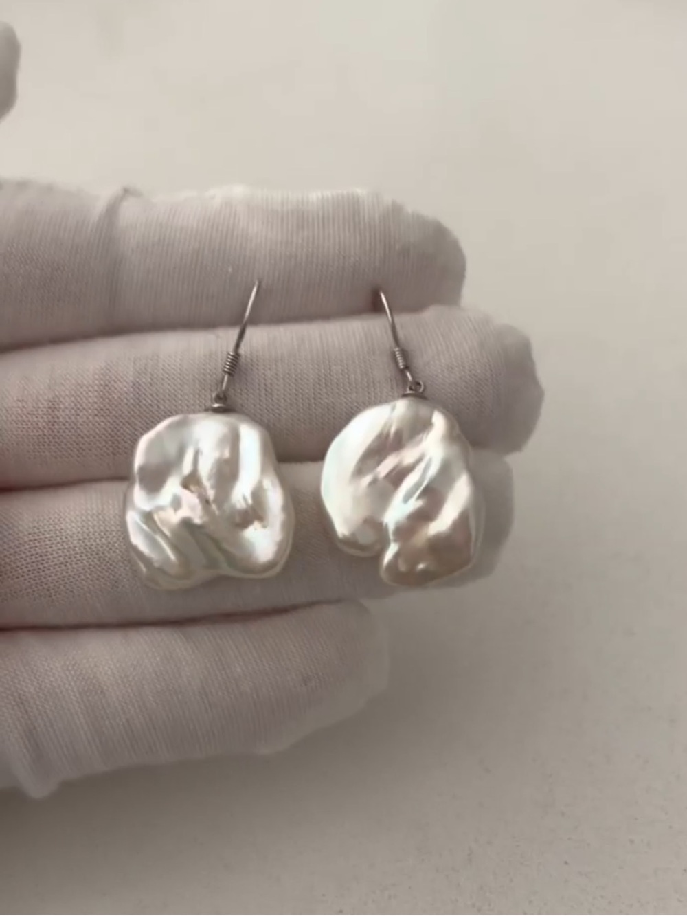 Large Baroque Petal Pearl Earrings